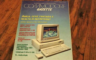 Couverture du magazine Commodore Gazette sur planche en bois